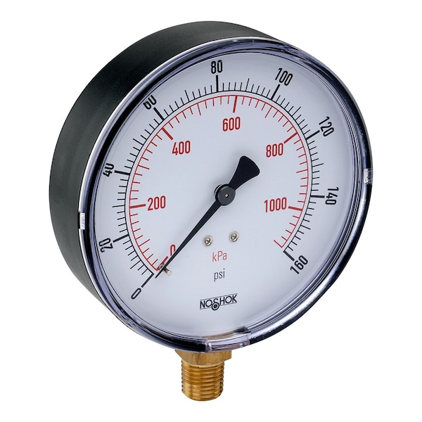 Dry Pressure Gauge, 0 to 100 psi psi, 2-1/2 in Dial, 1/4 in NPT, Back Location, ABS Case Material